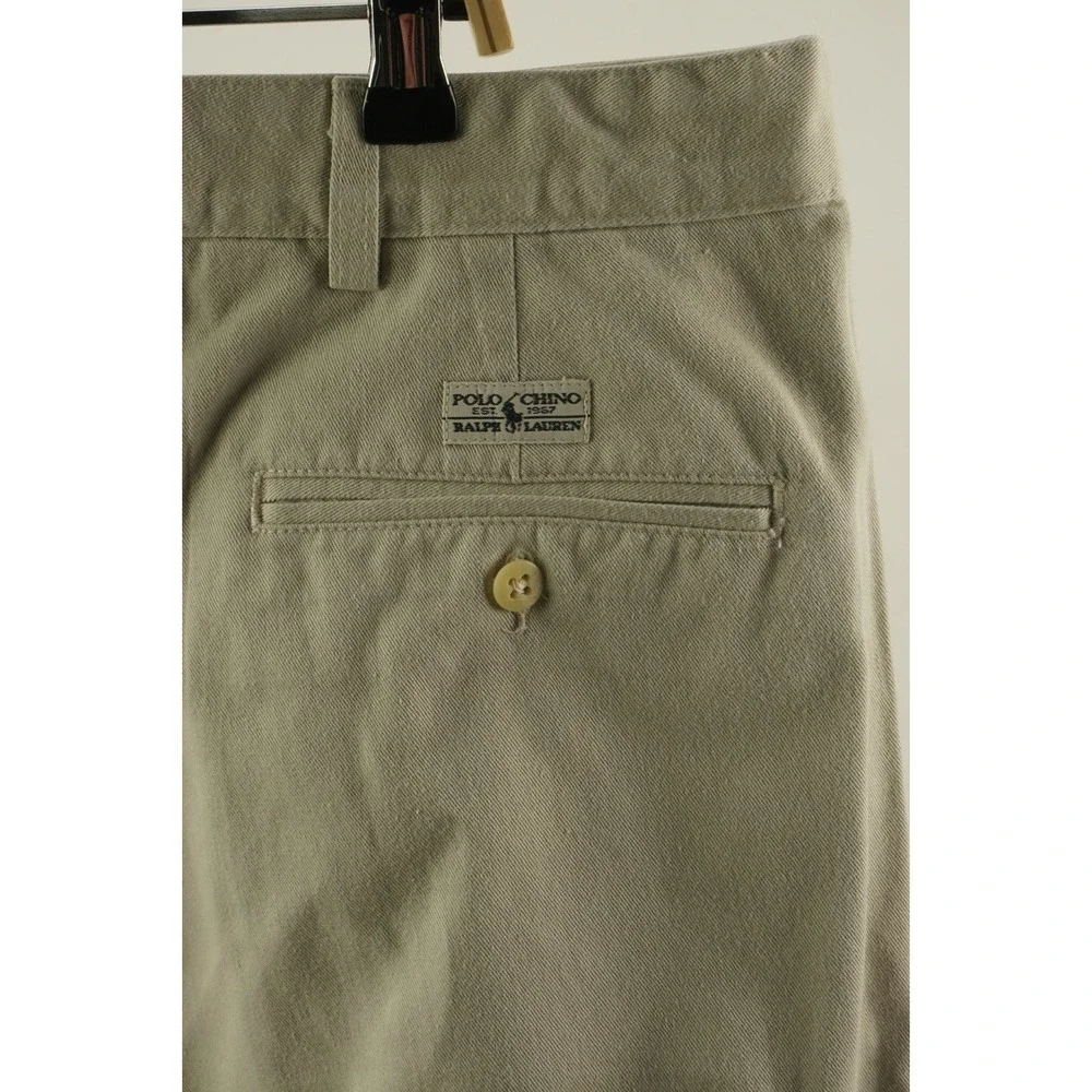 Vintage 80s Polo Ralph Lauren‎ USA Men's 42 x 32 Khaki Twill Pleated Chino Pant